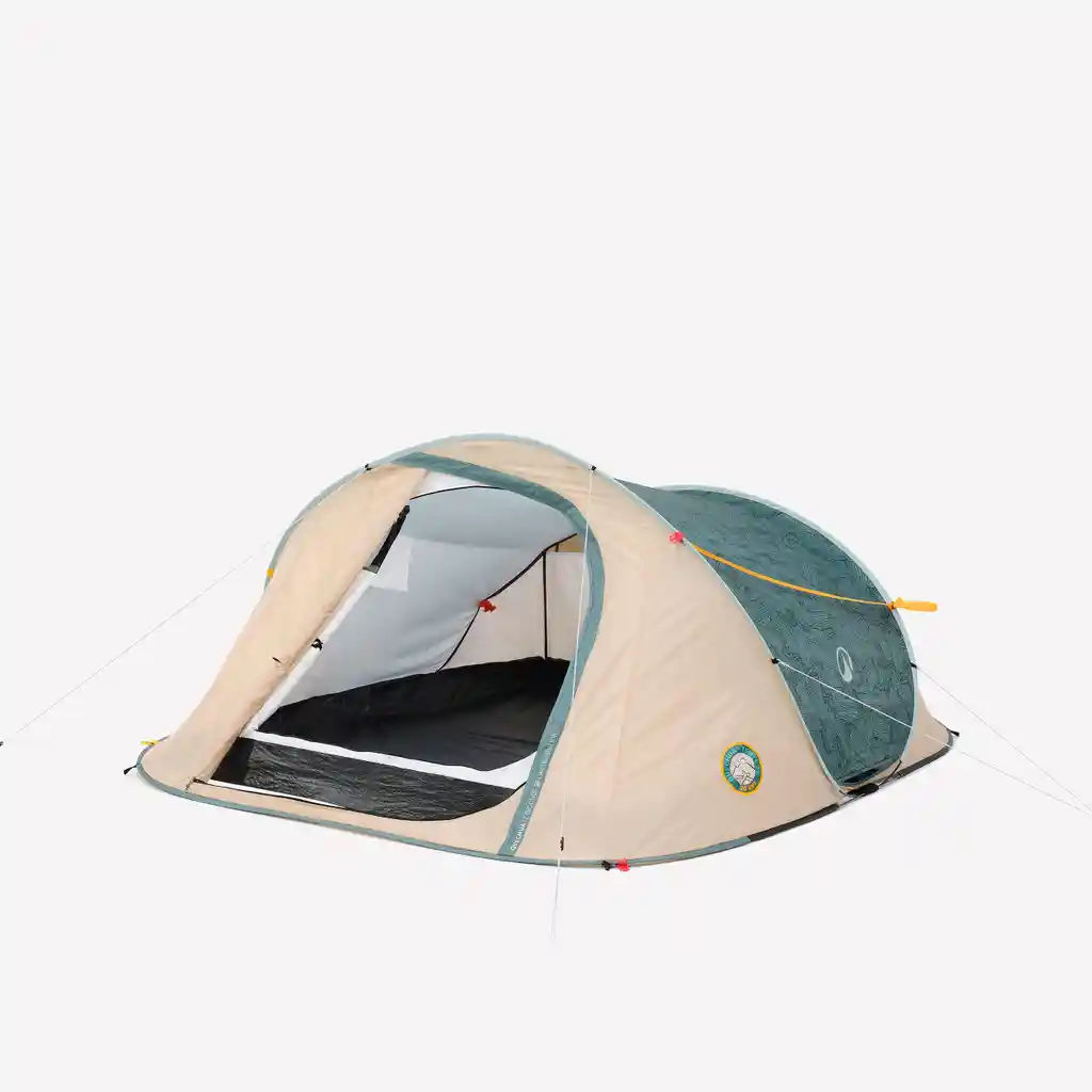 Carpa 2 Seconds de Camping Para 3 Personas Quechua Edición Limitada-beige/verde