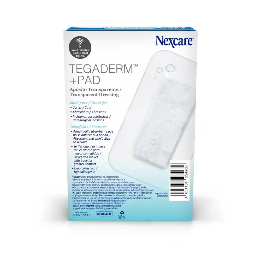 Aposito Nexcare Tegaderm + Pad Transparente 6 X 7 Cm X 3