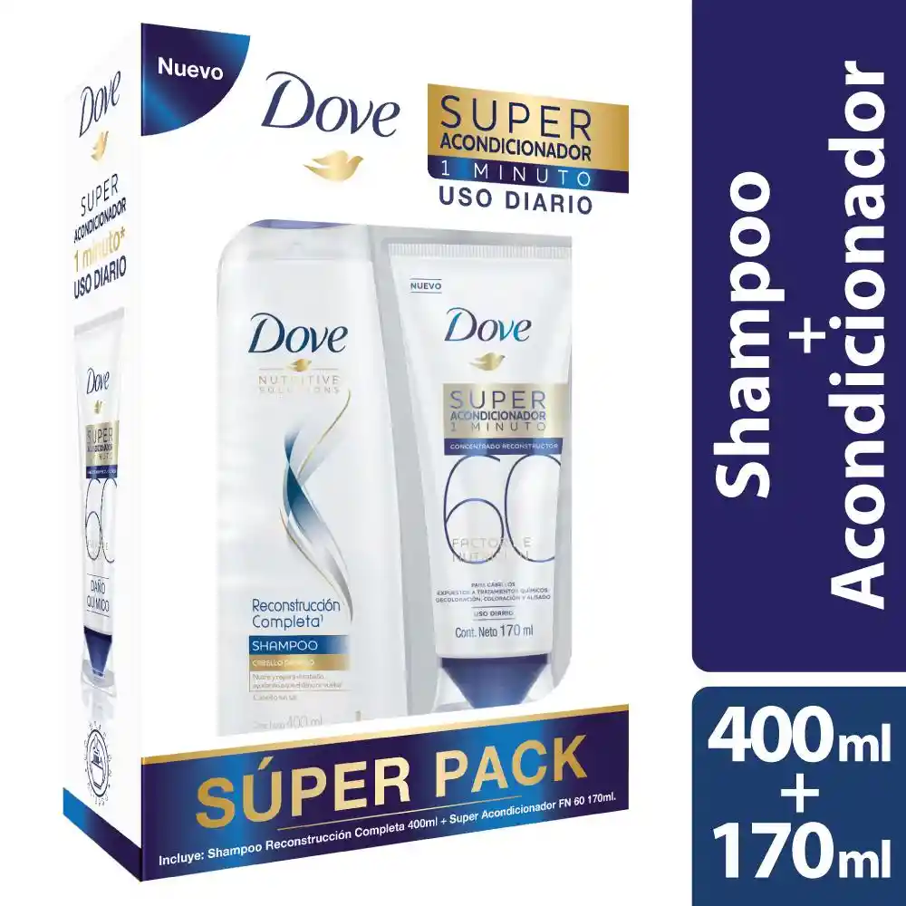 Dove Shampoo Reconstrucción Completa + Acondicionador 1 Minuto
