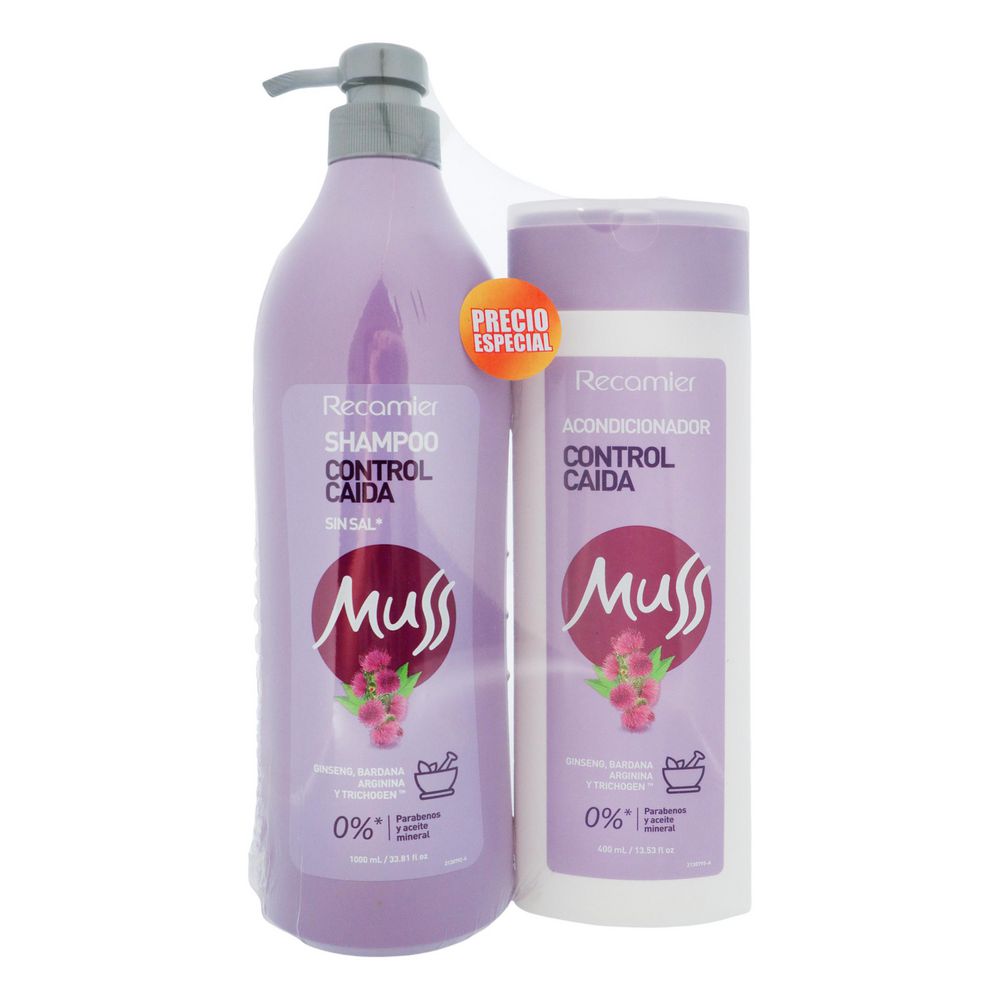 Muss Shampoo + Acondicionador sin Sal Control Caída 2 und