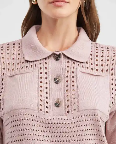 Polo Open Work Rosa Malva Medio Talla S Mujer Chevignon