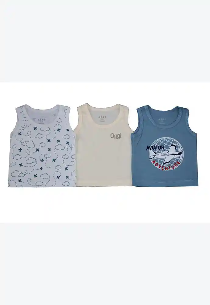 Set X 3 Camisillas Rib Bebe 6-12-azul Navy