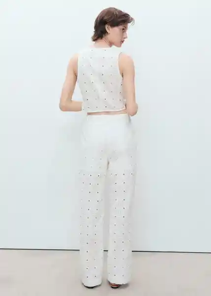 Pantalón Fado Blanco Talla 40 Mujer Mango