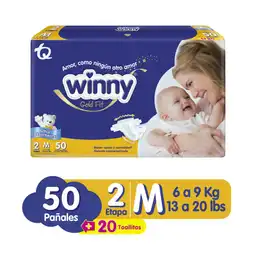 Winny Pañales Gold Fit y 20 Toallitas Húmedas