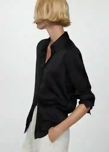 Camisa Ideale Negro Talla L Mujer Mango