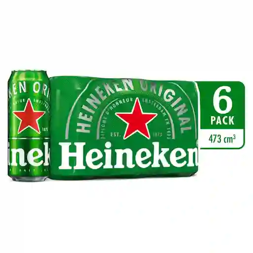 Cerveza en lata Heineken six pack x 473 ml