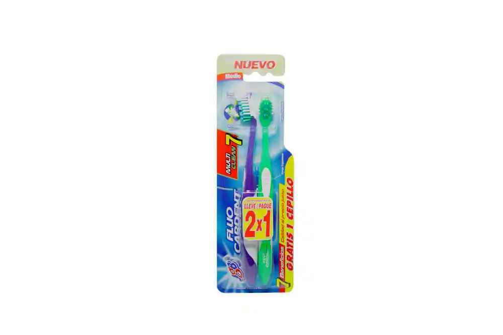 Fluo Cardent Cepillo Dental Multi Clean 7 Medio Pack X2