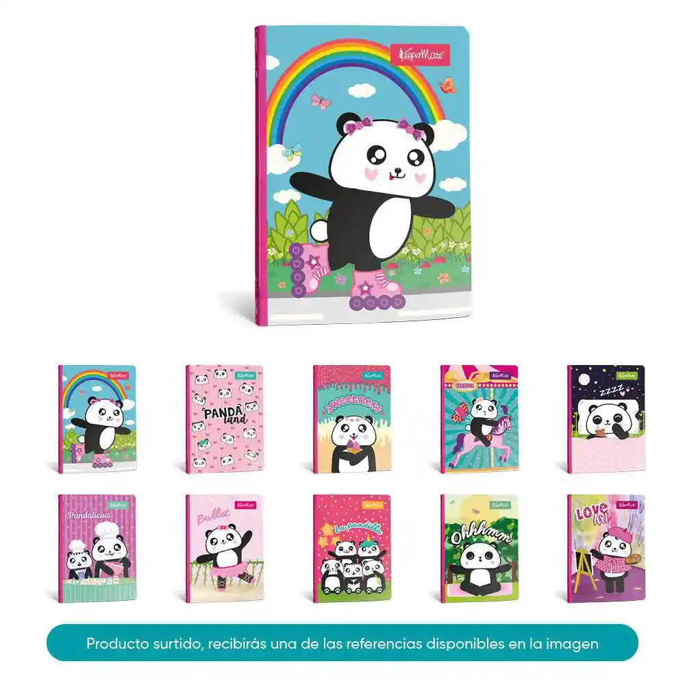 Keepermate Cuaderno Panda Land Rayado Cosido