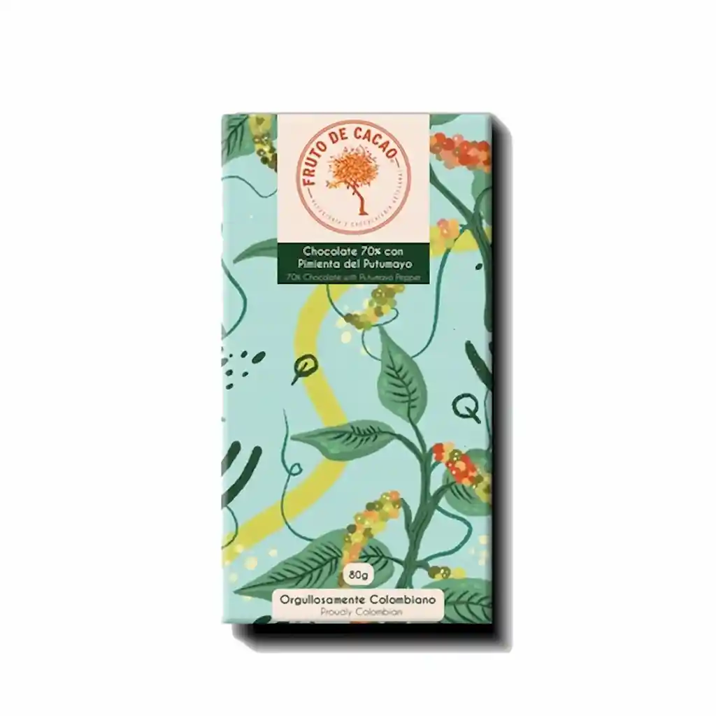 Fruto de Cacao Barra de Chocolate Pimienta 80 %