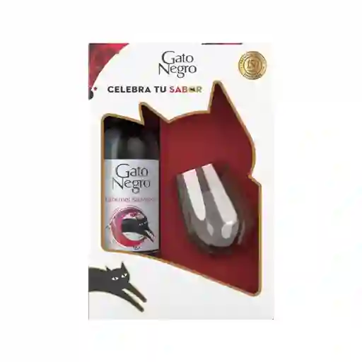 Pack Vino + Vaso Coleccionable Gato Negro