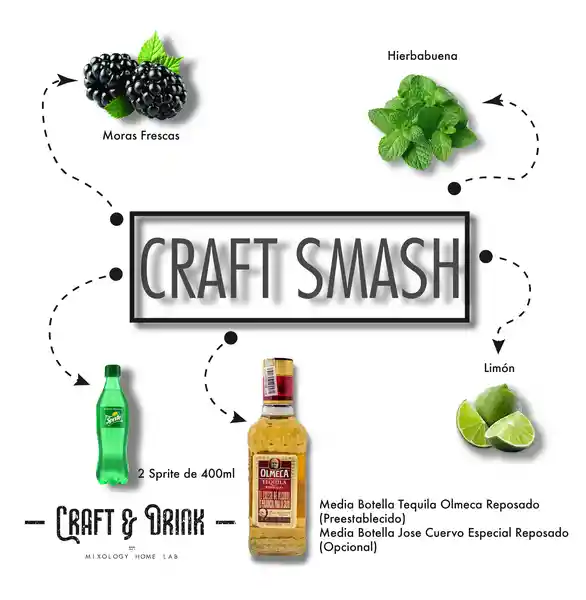 Olmeca Kit De Cóctel De Tequila Craft Smash Craft & Drink