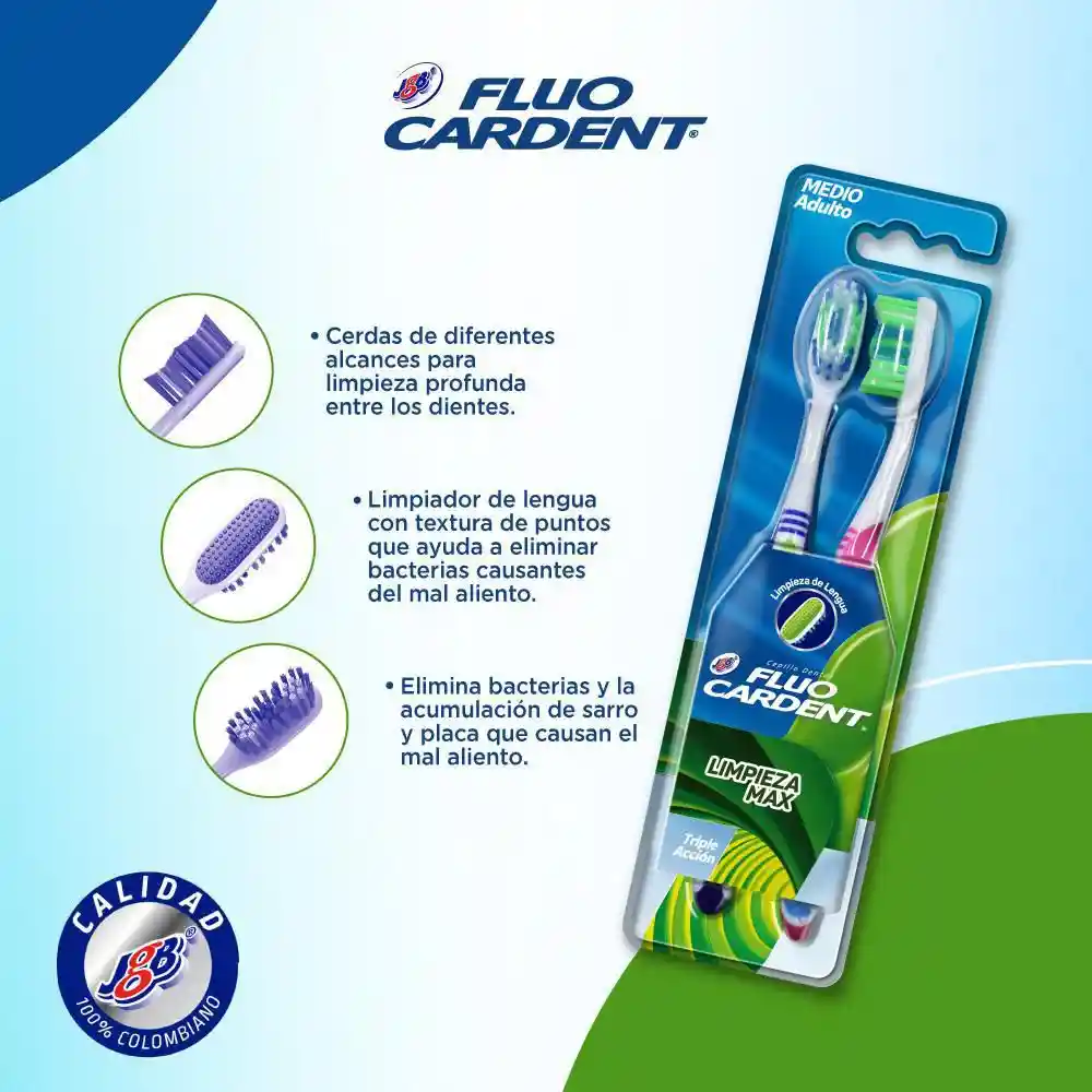 Fluo Cardent Cepillo Dental Limpieza Max