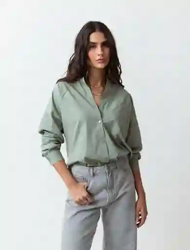 Camisa Mini Mujer Verde Eucalipto Claro Talla L 413F396 Naf Naf