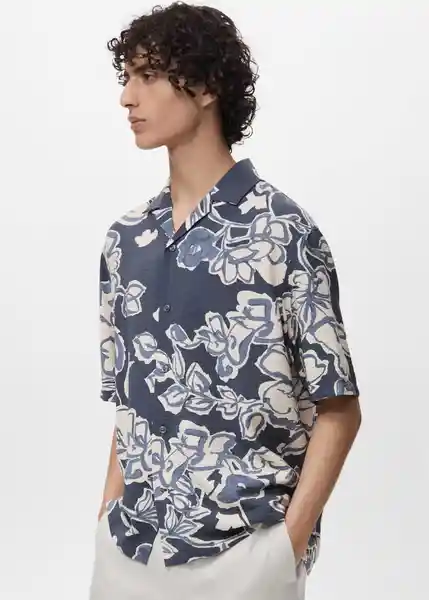 Camisa Scorcio Navy Talla L Hombre Mango