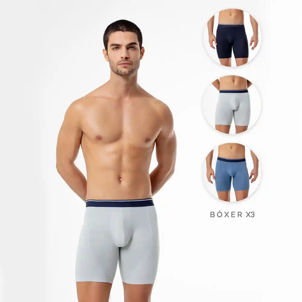 Bóxer Largo X3 Fit Ajustado en Jersey Algodón Masculino Fepap X3 Gef Talla S