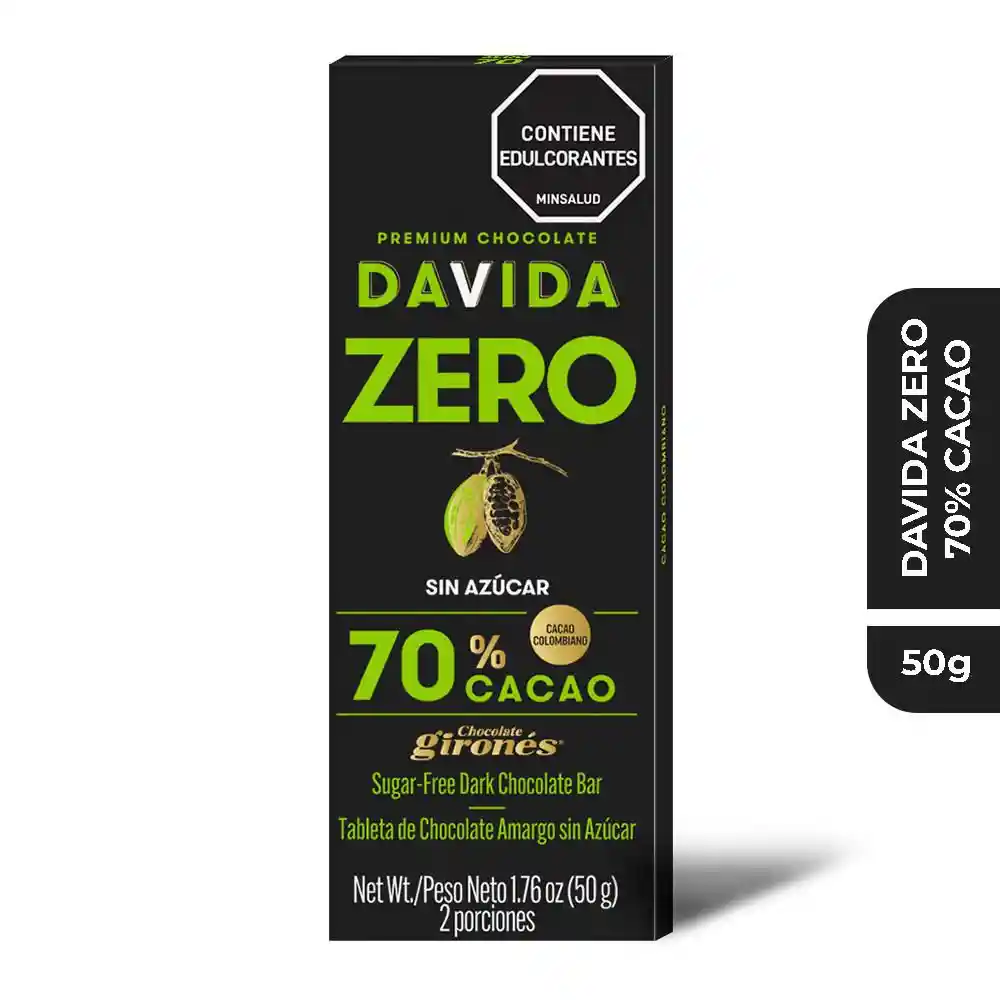 Barra Chocolate Chocolate Davida 70% Cacao (50 Gr)