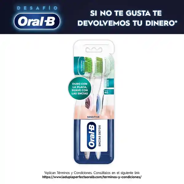 Cepillo de Dientes Extra Suave Oral-B Sensitive Encías Detox 2 Unidades