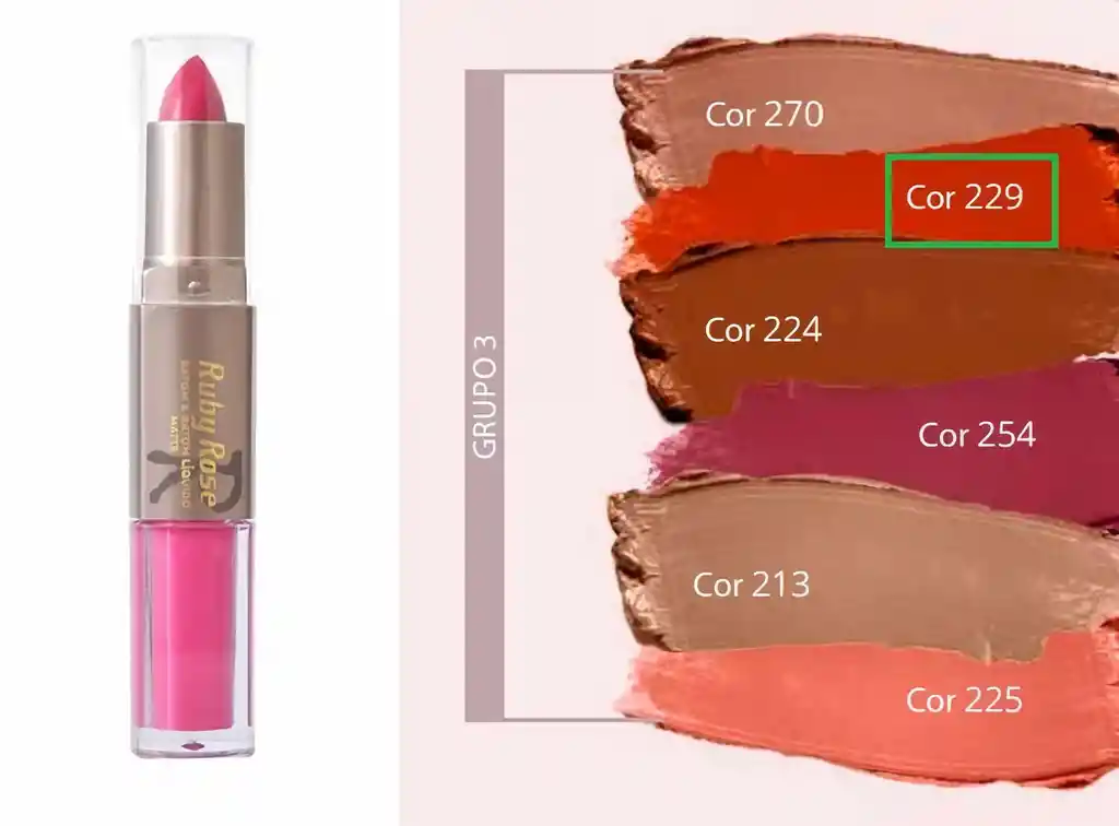 #229 Ruby Rose Labial Batom Duo Matte Grupo 3