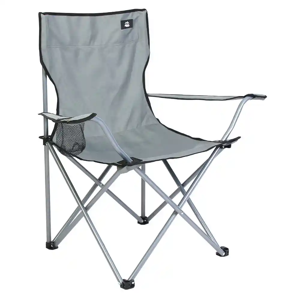 Silla Camping Plegable Con Apoyabrazos Gris Alpes