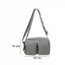 Bolso Crossbody Con Dos Bolsas al Frente Gris Claro Serie Miniso