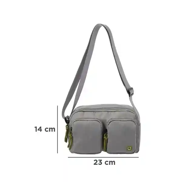 Bolso Crossbody Con Dos Bolsas al Frente Gris Claro Serie Miniso