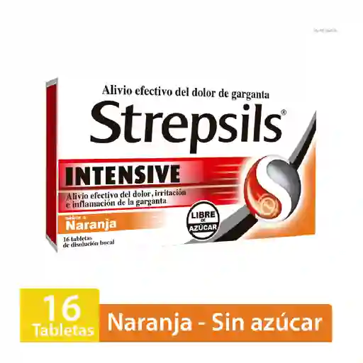 Strepsils Intensive Tabletas con Sabor a Naranja sin Azúcar