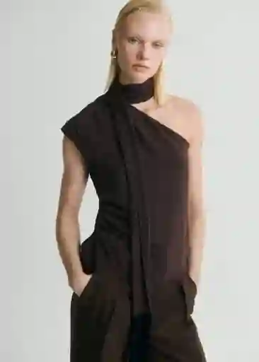 Blusa Flequi Marrón Talla M Mujer Mango