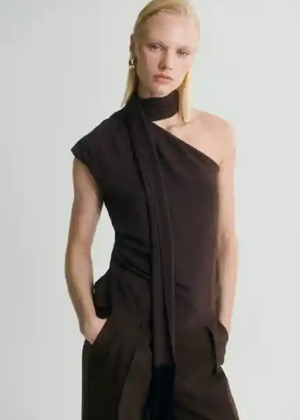 Blusa Flequi Marrón Talla M Mujer Mango