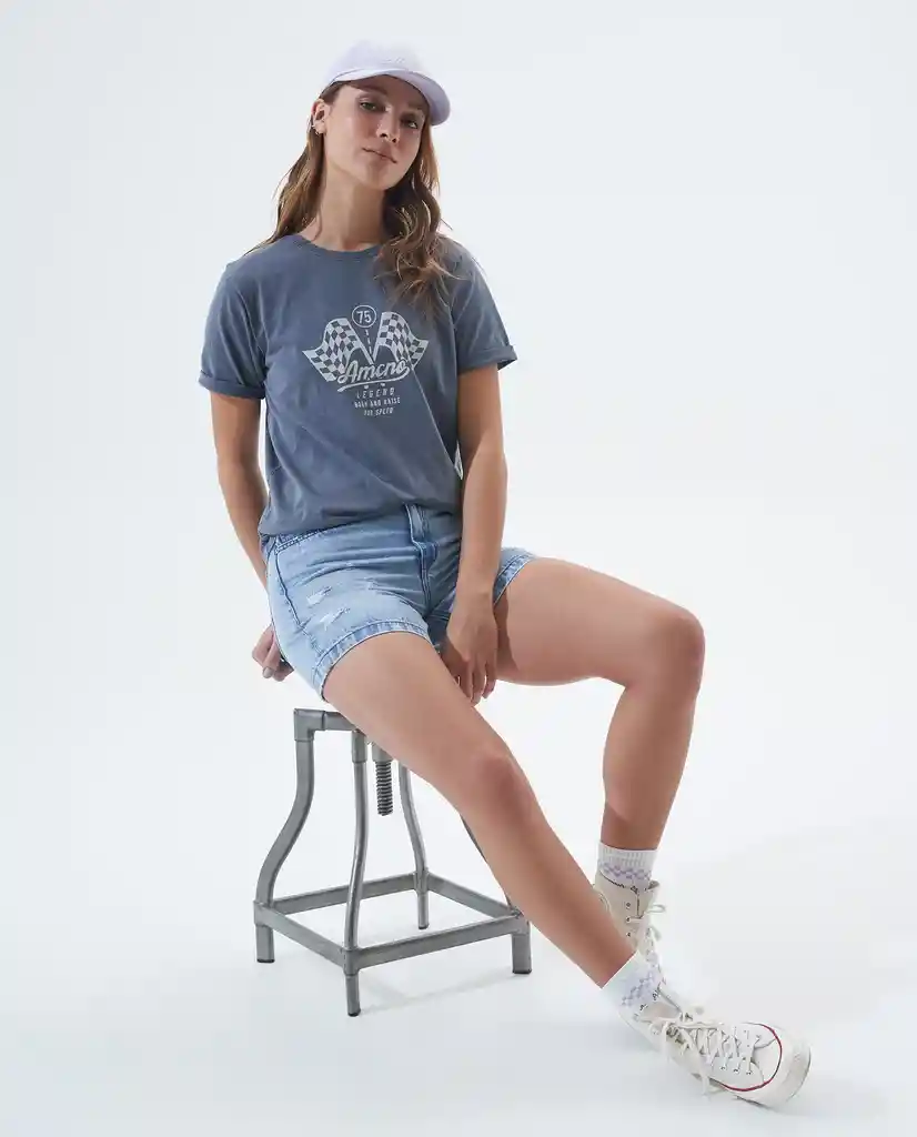 Camiseta Mujer Azul Talla M 601F001 Americanino