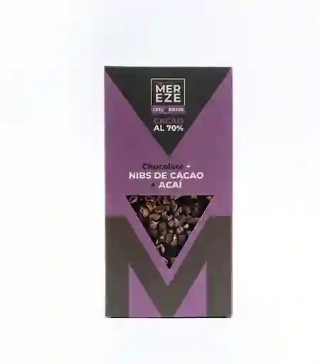 Mereze Barra de Chocolate Boutique con Nibs de Cacao Acaí