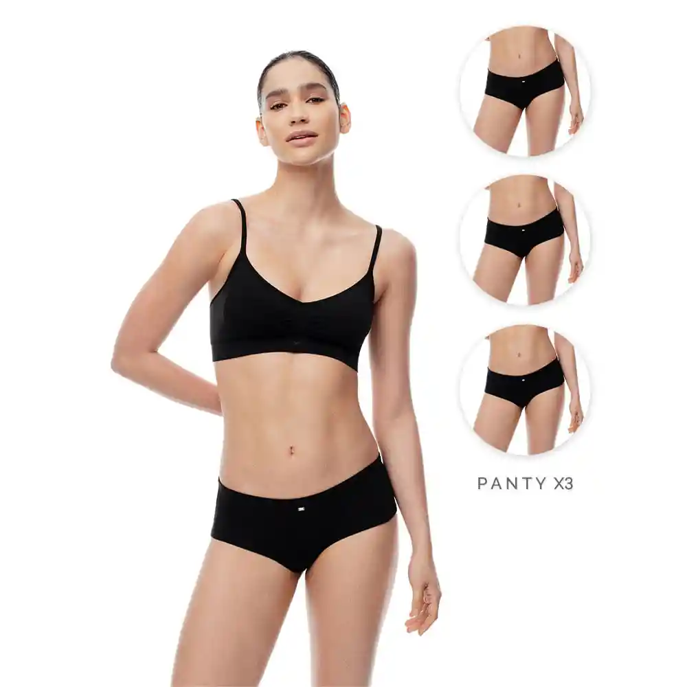 Panty Tipo Boxer en Algodón Elastano Femenino Top Model X3 Gef Talla S