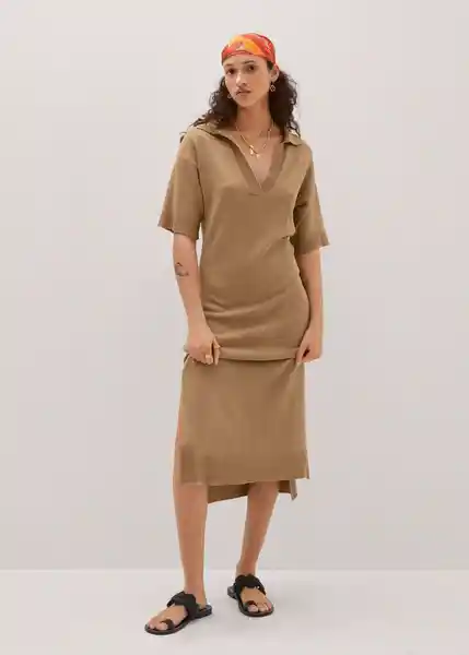 Vestido Alto Tabaco Talla M Mujer Mango