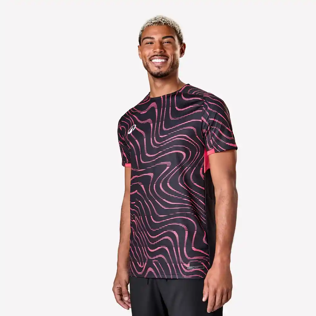 Camiseta de Fútbol Adulto Manga Corta Viralto Topo Negro y Rosado Fluo