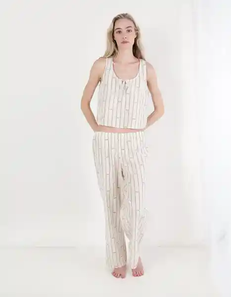Camisa de Pijama Aerie Beige Talla LARGE 1819109 American Eagle