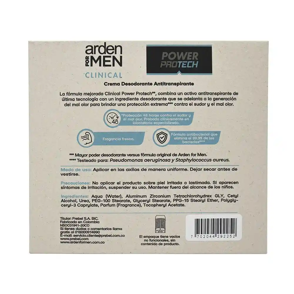 Desodorante Arden For Men Prom Des Afm Clini Pp Crema Ba (160 Gr)