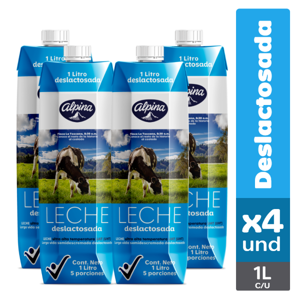 Alpina Leche Deslactosada 1 L x 4 Und
