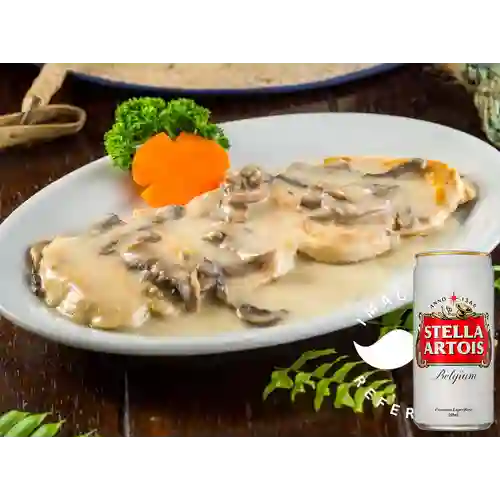 Combo Pechuga en Salsa de Champiñones + Stella Artois 330ml