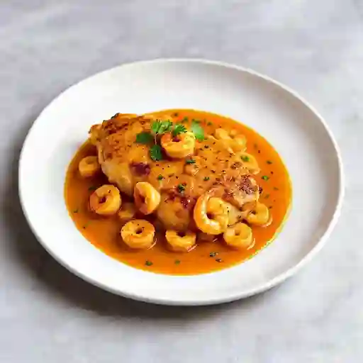 Pechuga en salsa de camarón