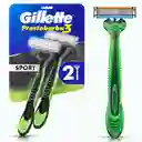 GILLETTE Prestobarba 3 Sport Cuchilla de Afeitar Máquina de Afeitar Hombre Afeitada al Ras y Suave 2 Uds