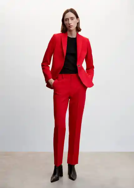 Pantalón Boreal Rojo Talla 38 Mujer Mango