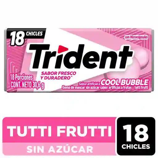 Chicle Trident Sin Azúcar de Tutti Frutii 18 Unid