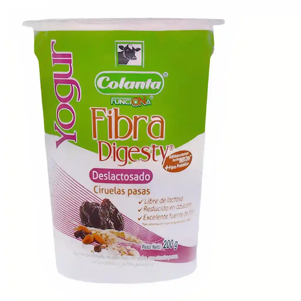 Yogur Fibra Digesty Deslactosado Vaso Ciruela Pasas X 200 G