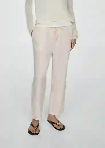 Pantalón Linen Crudo Talla XS Mujer Mango