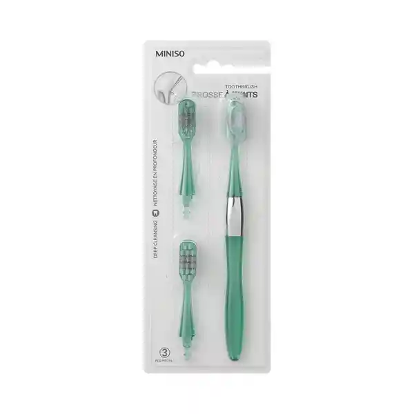 Cepillo Dental Con Cabeza Reemplazable 1 Mango 3 Cabezas Miniso