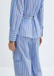 Camisa Seoul Celeste Talla M Mujer Mango