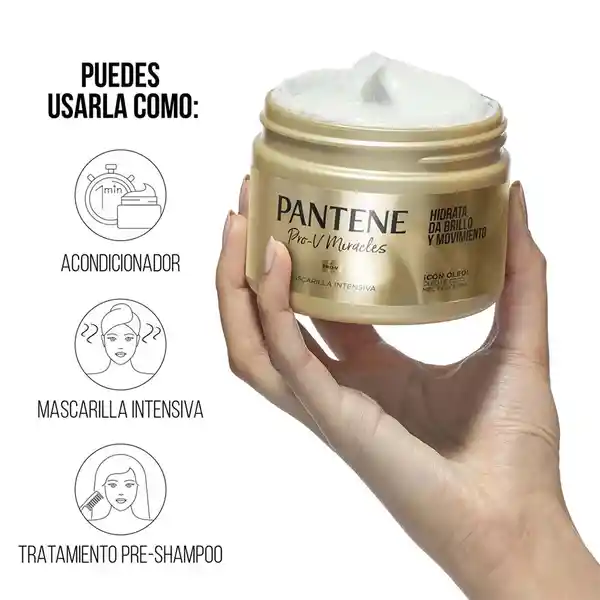 Mascarilla Intensiva Pantene Pro-V Miracles Tratamiento Capilar Hidrata Da Brillo y Movimiento 300 ml