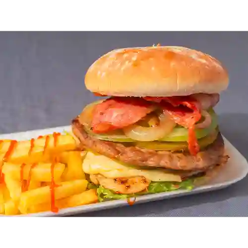 Hamburguesa de Pollo (Con Papas)