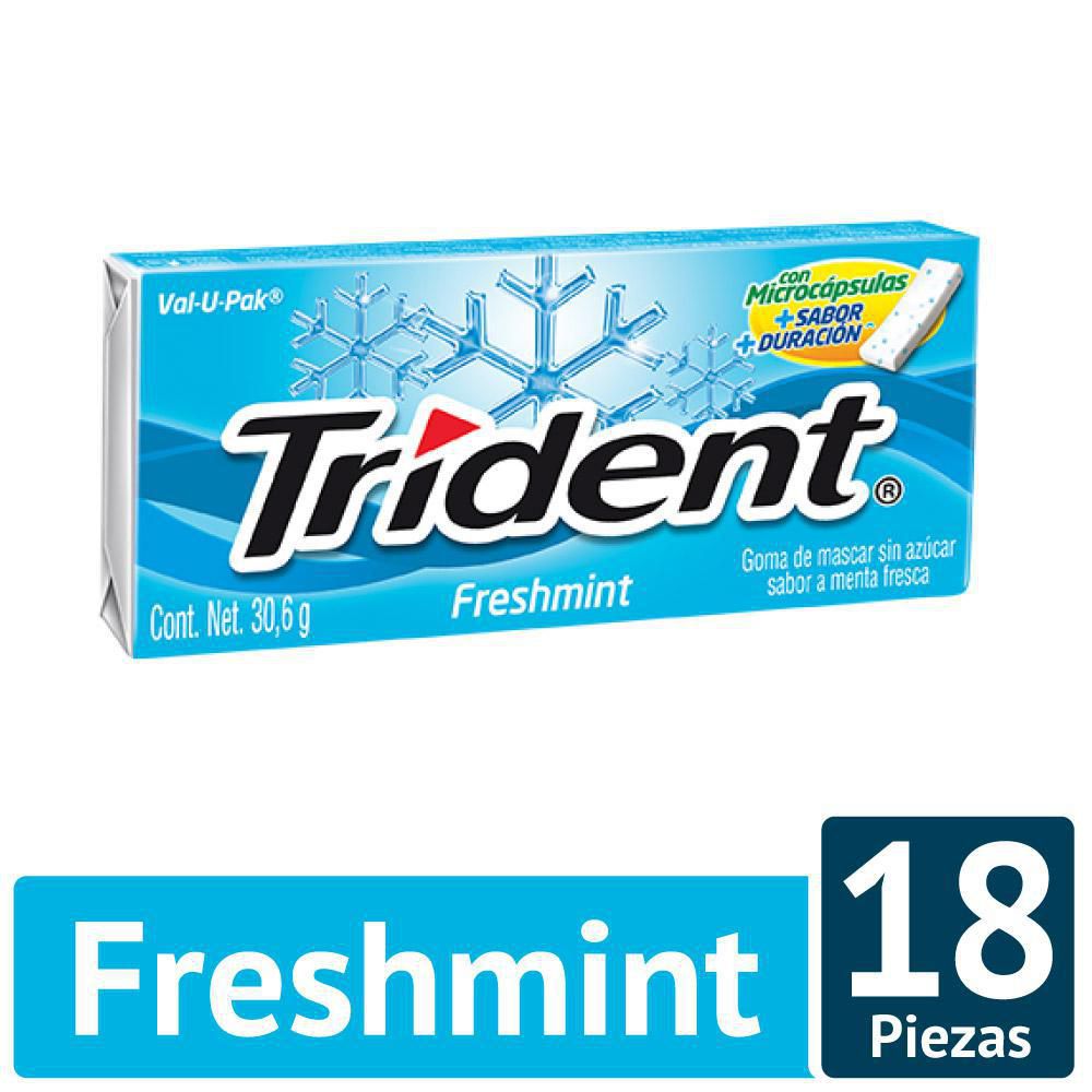 Trident Chicle Sin Azúcar Freshmint 18 und