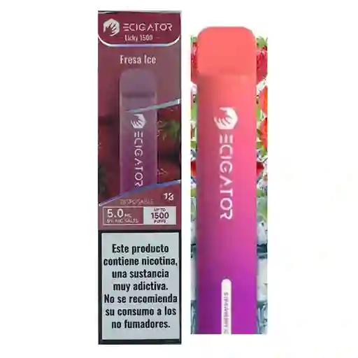 Ecigator Vapeador Fresa Ice 1500 Puffs 5%
