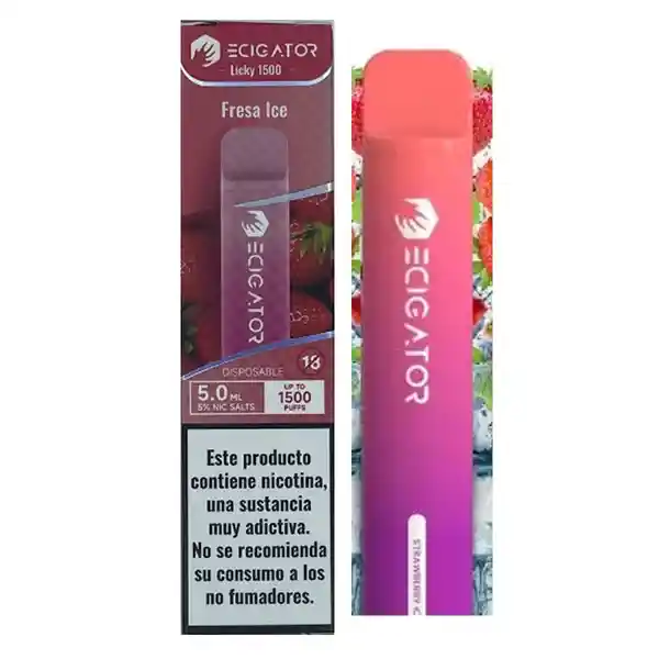 Ecigator Vapeador Fresa Ice 1500 Puffs 5%